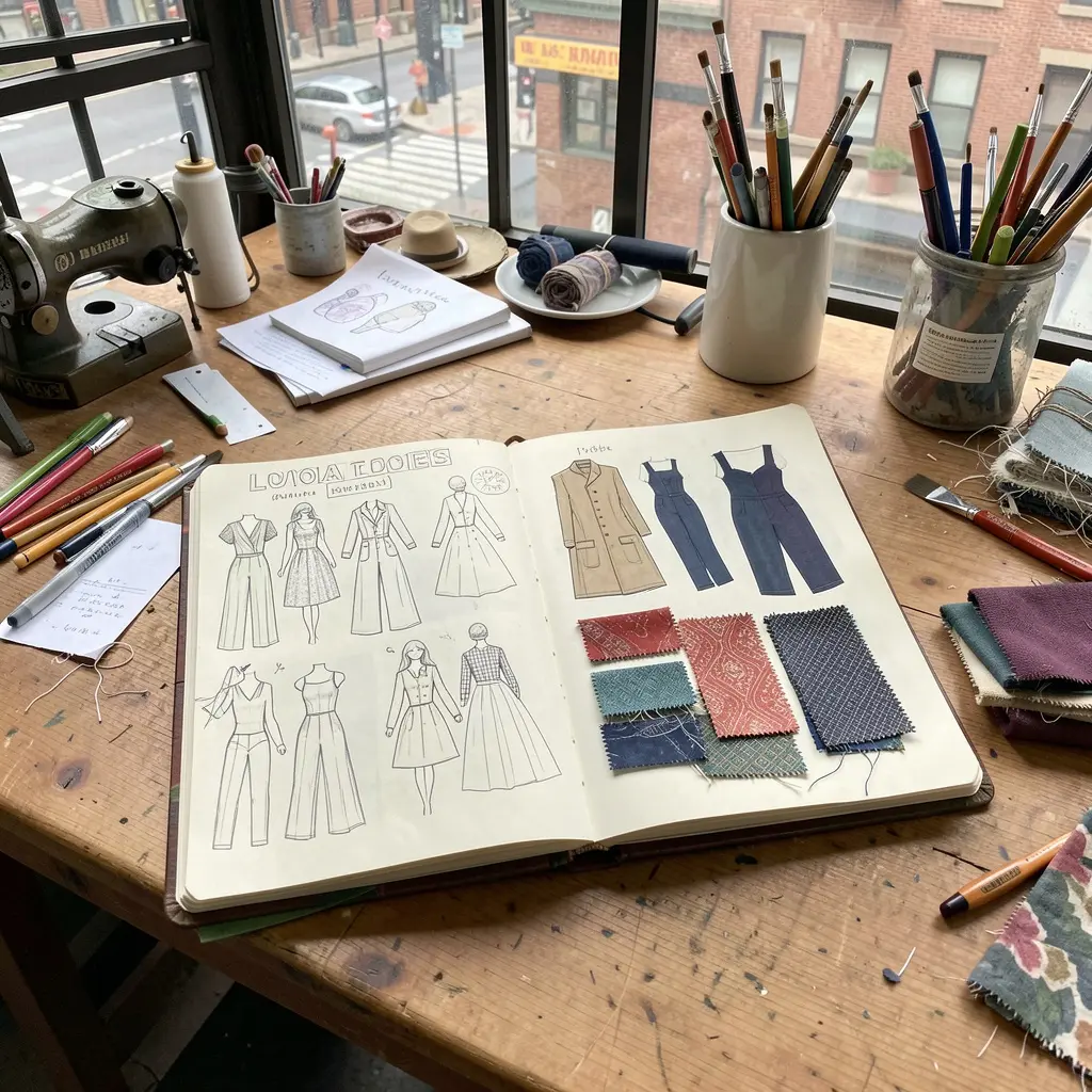 Custom clothing design and upcycling workspace in NYC